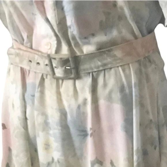 Vintage Women’s Pastel Blue Pink and Green Shirtwaist Dress Size - Picture 10 of 12